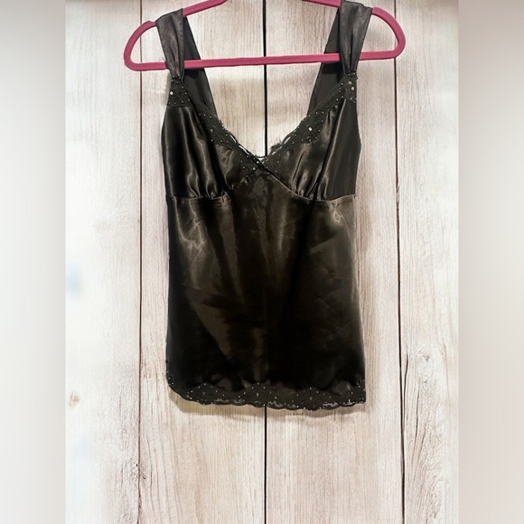 Y2K Charlotte Russe Dark Brown Satin Top Size Medium 2000s Fairycore - Picture 1 of 6